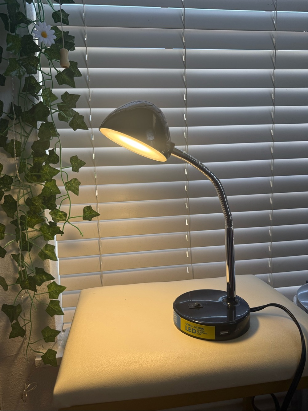 Modern LED Gooseneck Desk Lamp black with USB port